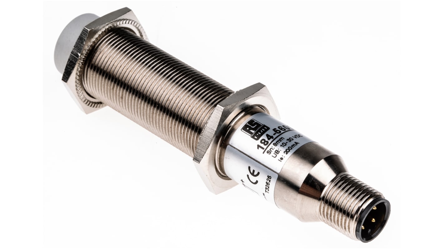 Rs-Online Sensore di prossimità Cilindro filettato RS PRO M18 rilevamento 8 mm 10 → 30 V c.c