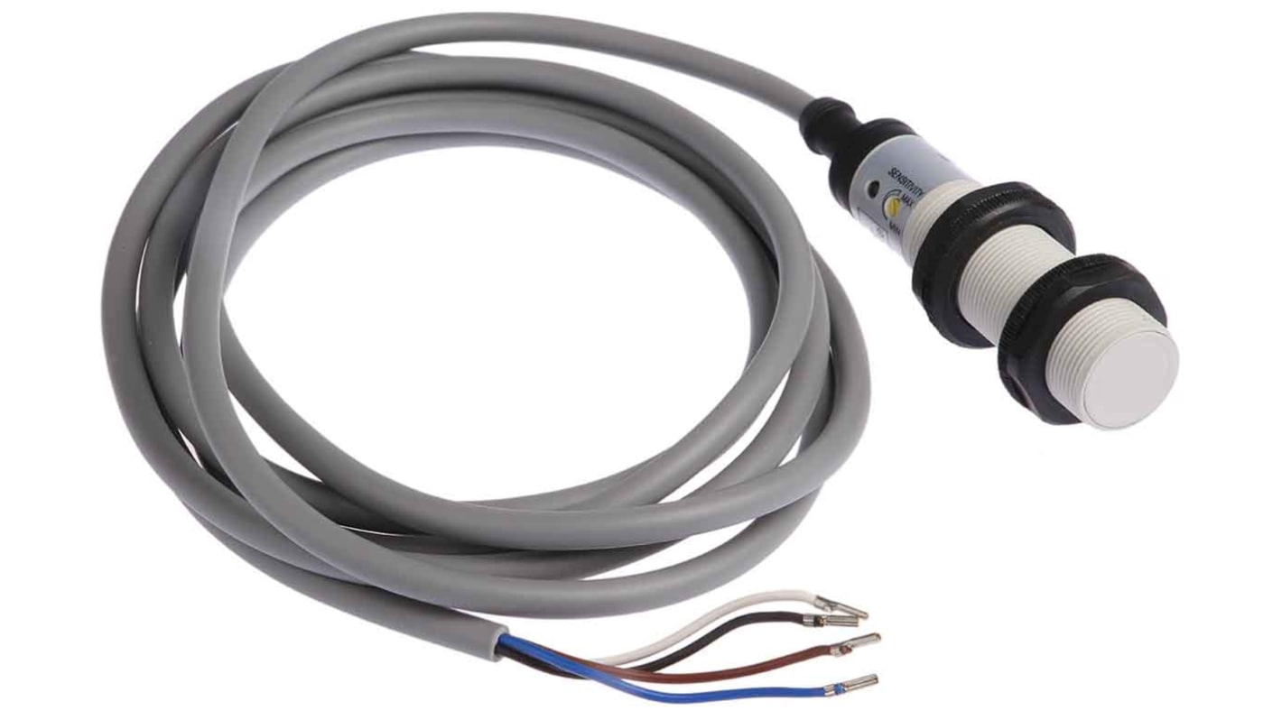 RS PRO Capacitive Barrel Proximity Sensor, M18, 8 mm Detection, NPN NO+NC, 10 → 30 V dc