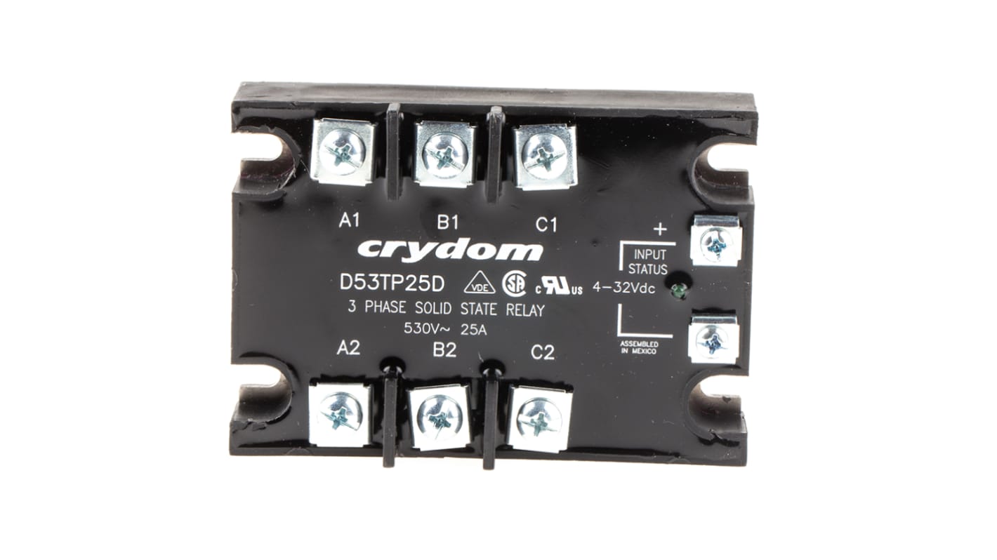 Relè a stato solido D53TP25D, Montaggio a pannello, 25 A rms, 530 V rms, Zero-cross