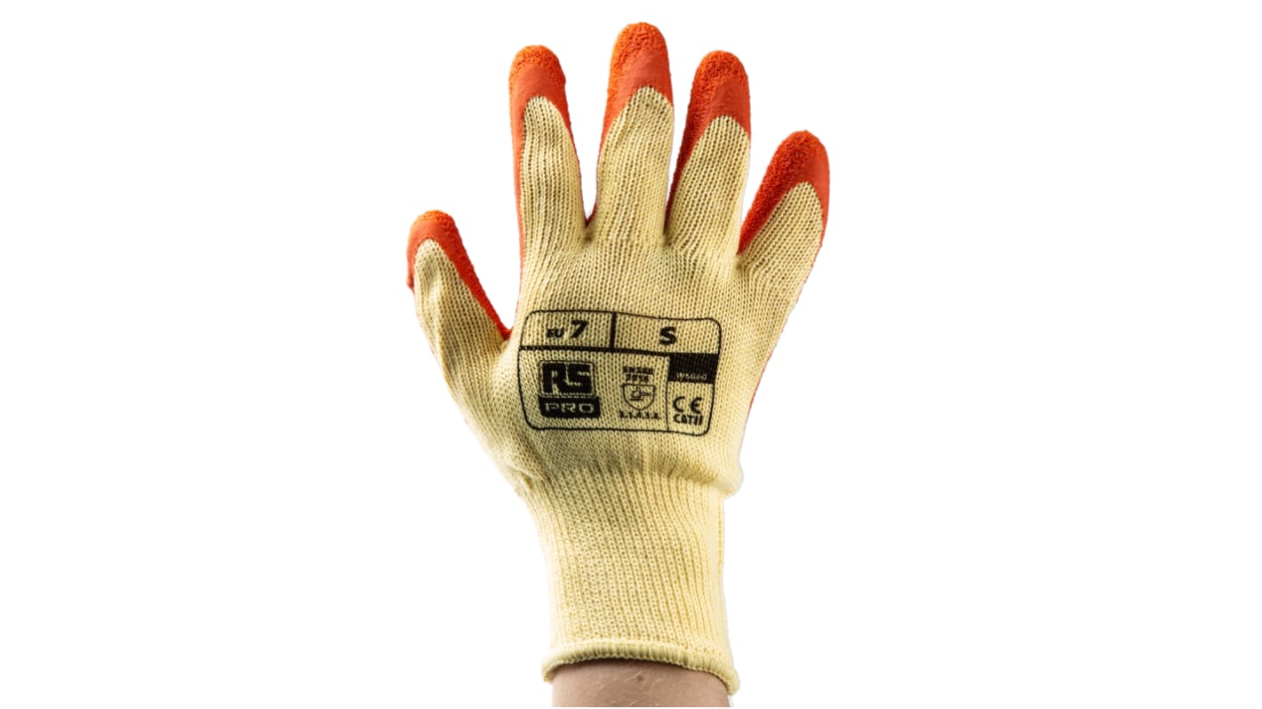 RS PRO Arbeitshandschuhe, Größe 7, Abrasion Resistant, Tear Resistant, Polycotton Orange