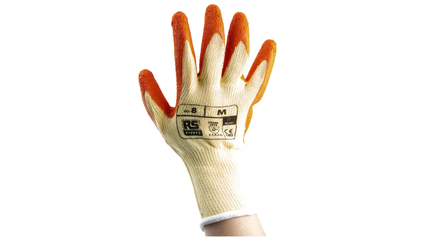 RS PRO Arbeitshandschuhe, Größe 8, Abrasion Resistant, Tear Resistant, Polycotton Orange