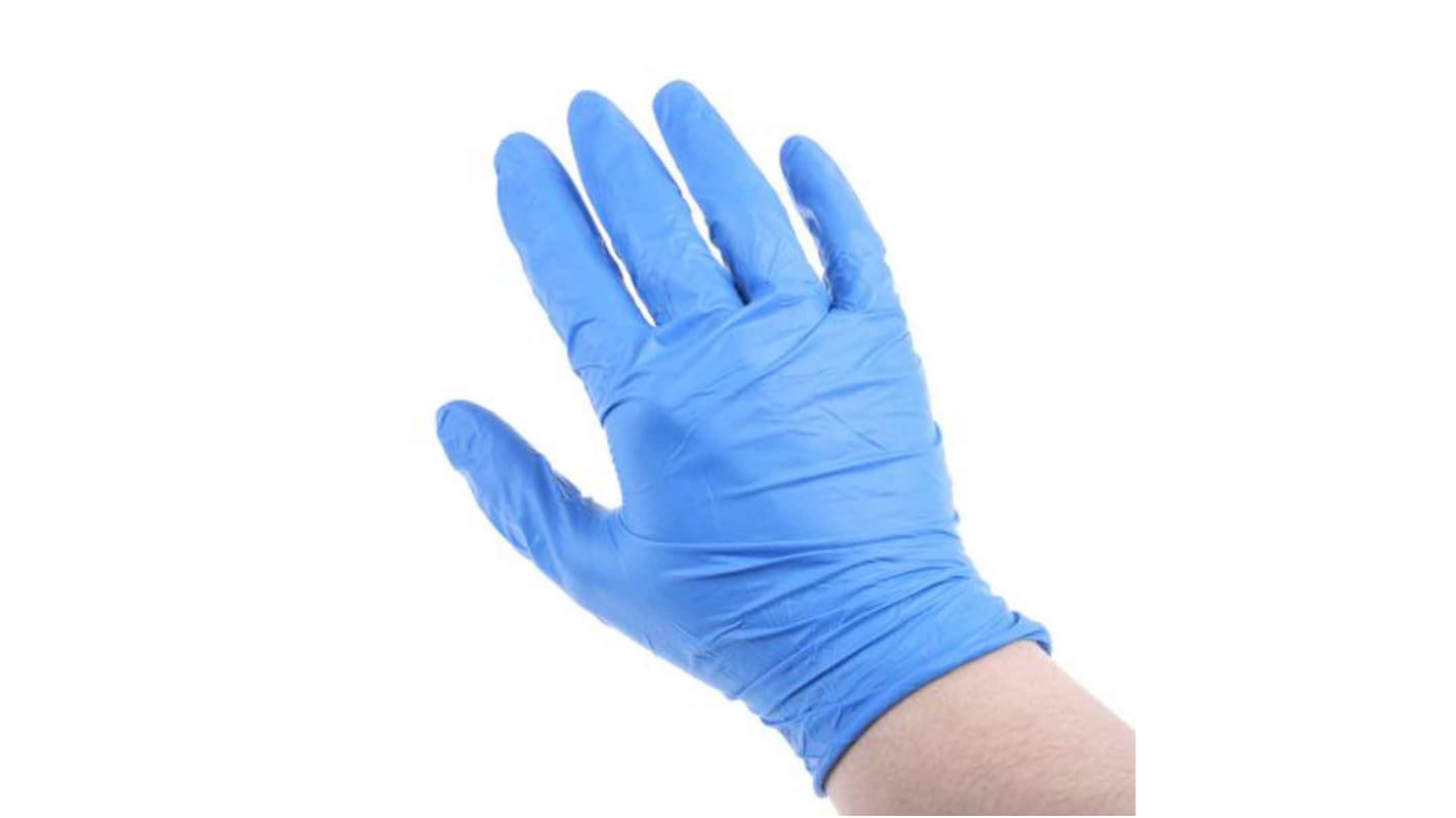RS PRO Chemikalien Einweghandschuhe aus Nitril puderfrei, lebensmittelecht blau, EN374, EN455 Größe 7, S