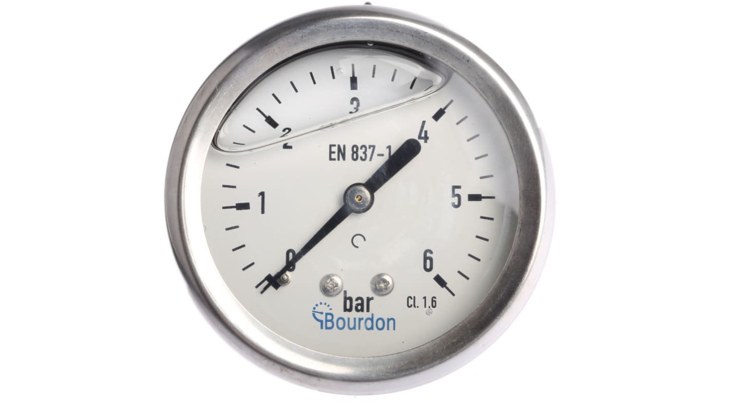 Bourdon Analogue Pressure Gauge 6bar Back Entry, MIT3-F22.B20, 0bar min.