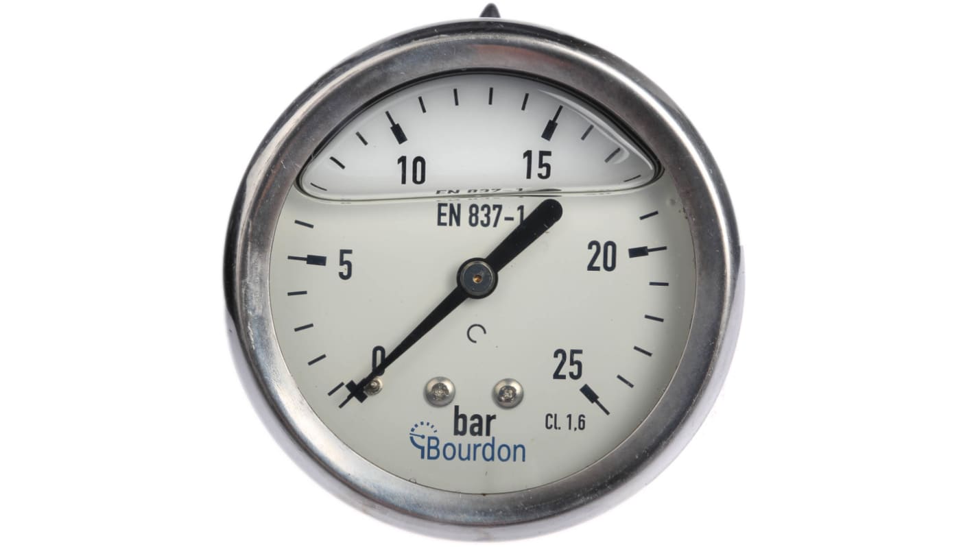 Bourdon Analogue Pressure Gauge 25bar Back Entry, MIT3-F22.B26, 0bar min.