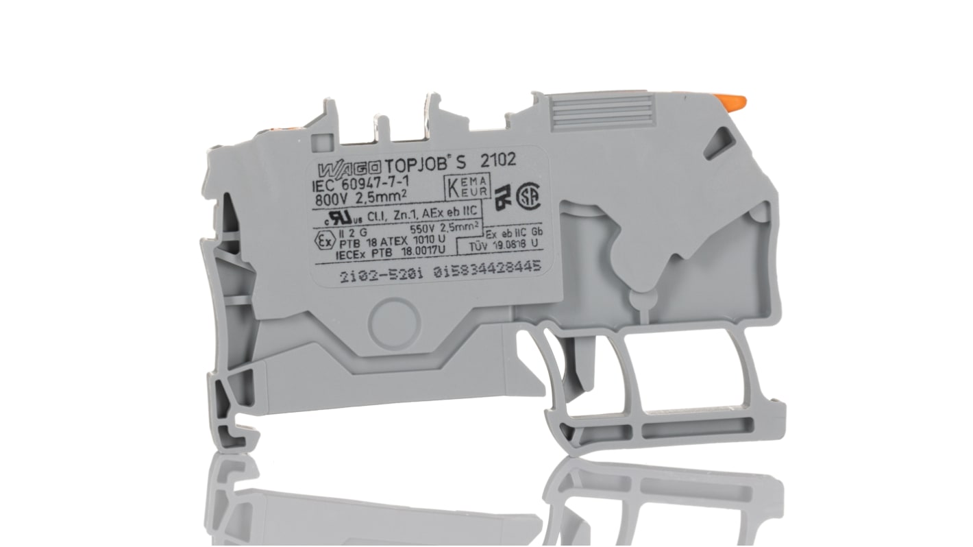 Morsettiera passante WAGO, Grigio, livello Singolo, , 24A