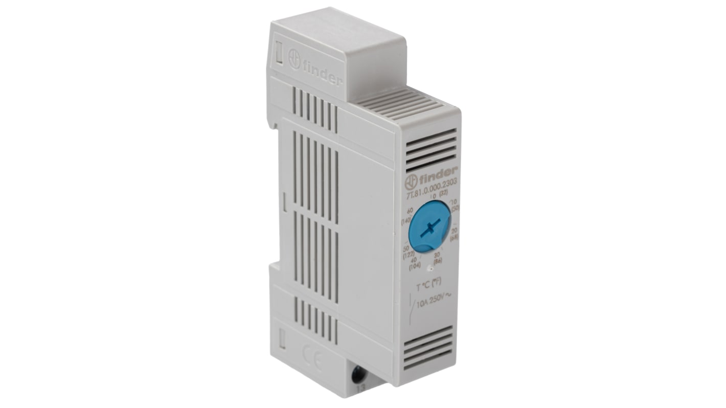 Finder 7T NO Enclosure Thermostat, 110 → 240 V ac/dc, 0 → +60 °C
