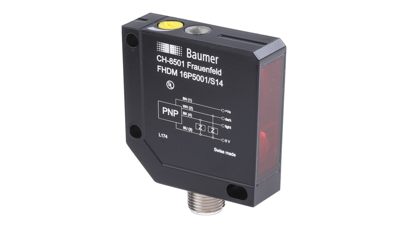Baumer Diffuse Photoelectric Sensor, Block Sensor, 20 mm → 450 mm Detection Range