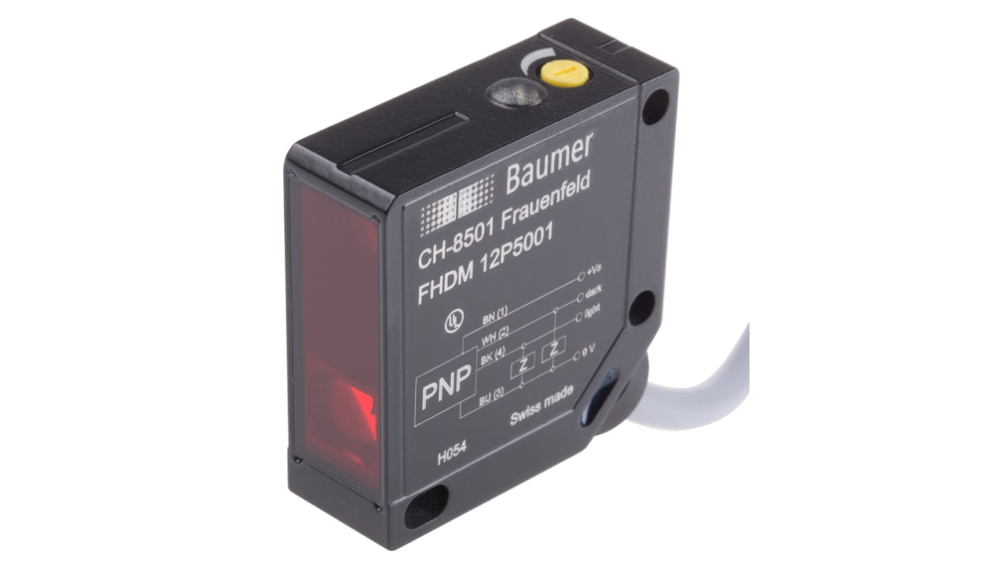 Rs-Online Sensore fotoelettrico Rettangolare Baumer a diffusione rilevamento 15 mm → 300 mm uscita PNP