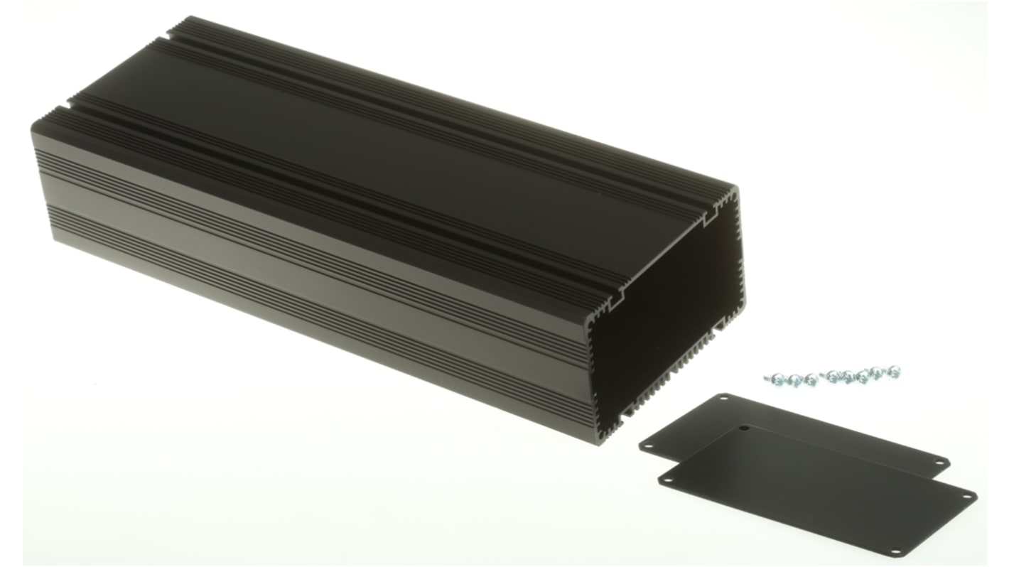 RS PRO Black Anodised Aluminium Instrument Case, 285 x 105 x 61mm