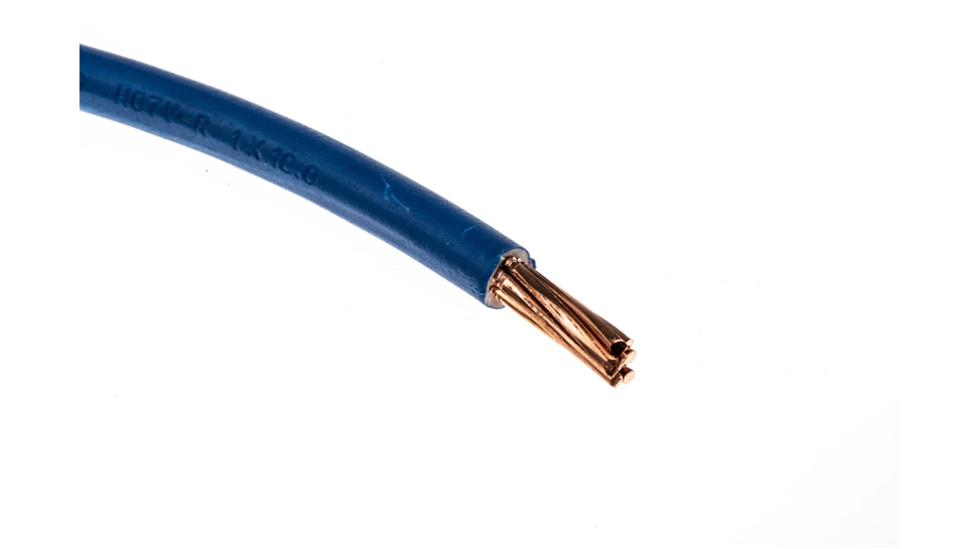 RS PRO Blue 10mm² Hook Up Wire, 7/1.35 mm, 50m, PVC TI1 Insulation