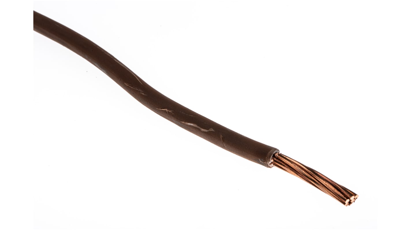 RS PRO Brown 10mm² Hook Up Wire, 7/1.35 mm, 50m, PVC TI1 Insulation