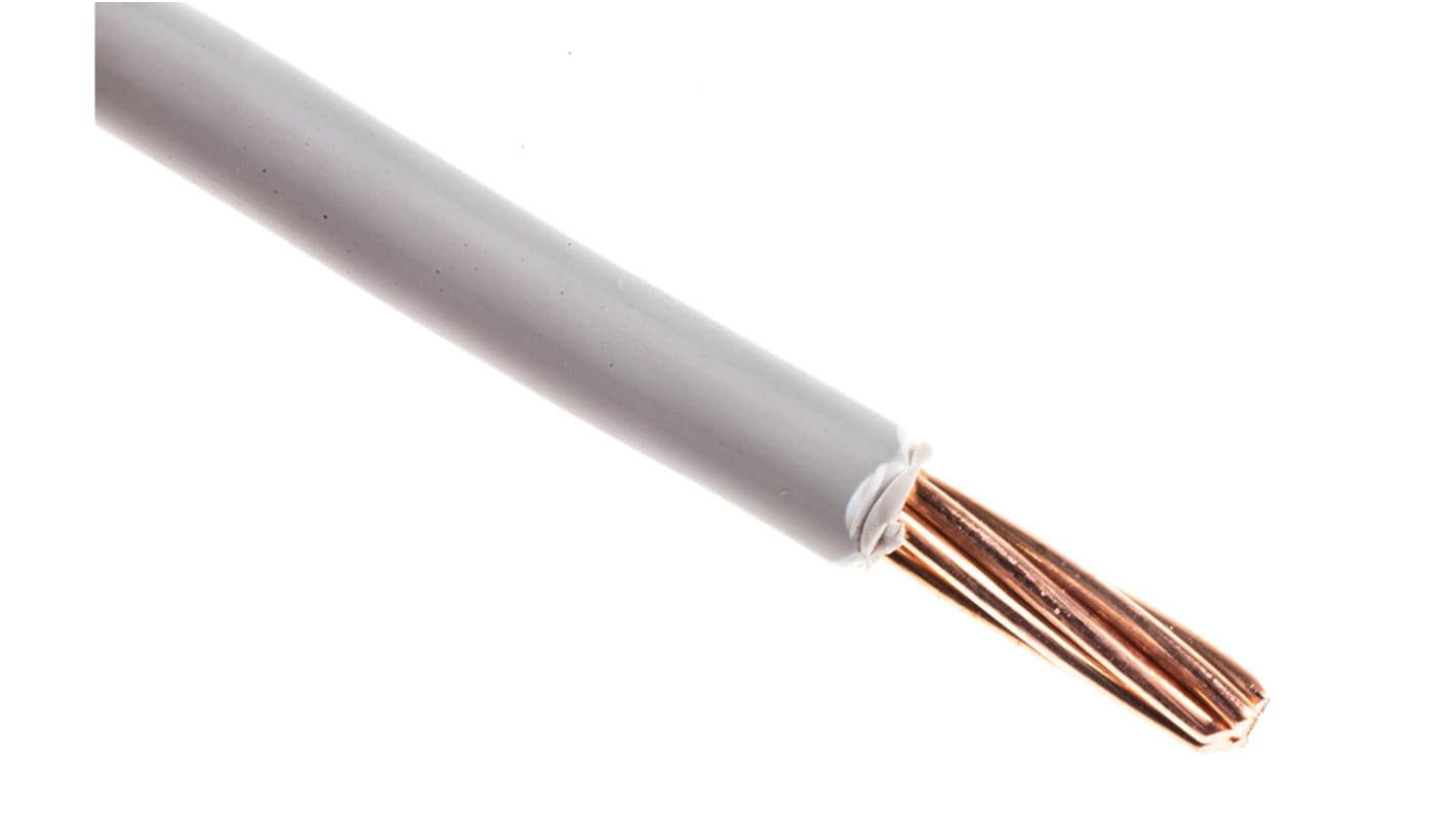 RS PRO Grey 10mm² Hook Up Wire, 7/1.35 mm, 50m, LSNH EI5 Insulation