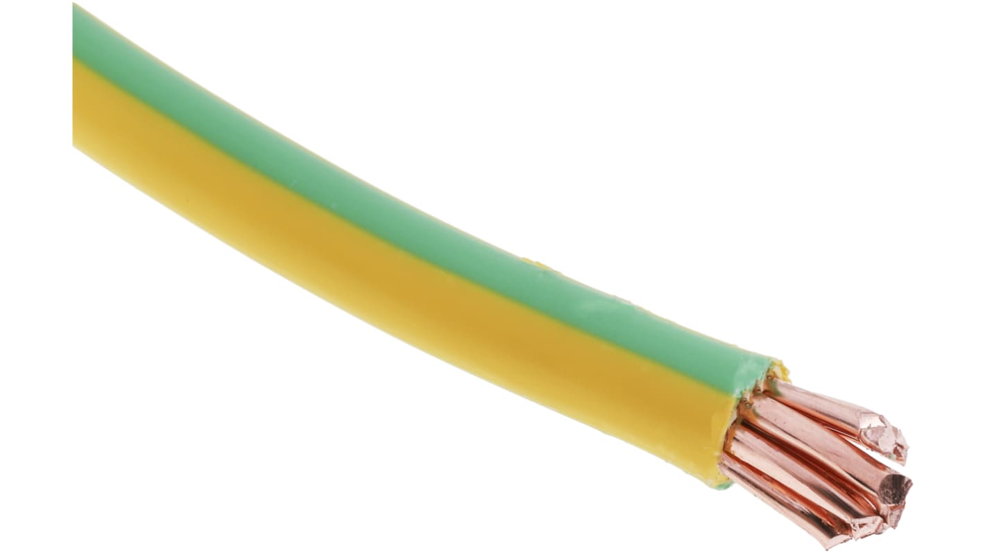 RS PRO Green/Yellow 16mm² Hook Up Wire, 7/1.7 mm, 50m, LSNH EI5 Insulation
