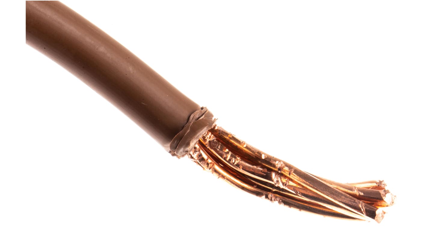 RS PRO Brown 16mm² Hook Up Wire, 7/1.7 mm, 50m, LSNH EI5 Insulation