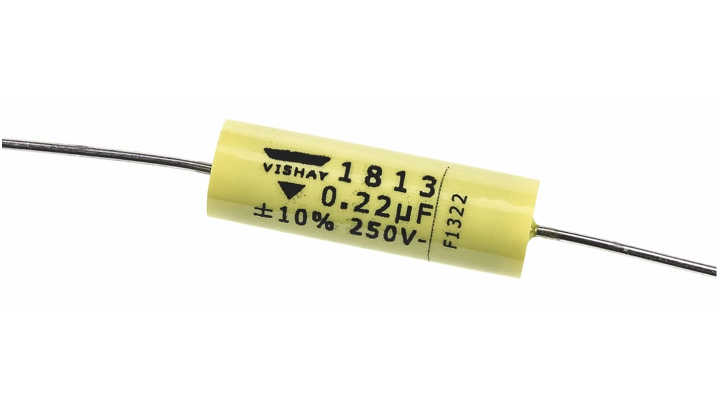 Vishay MKT 1813 Folienkondensator 220nF ±10% / 160 V ac, 250 V dc, THT Raster 22.5mm