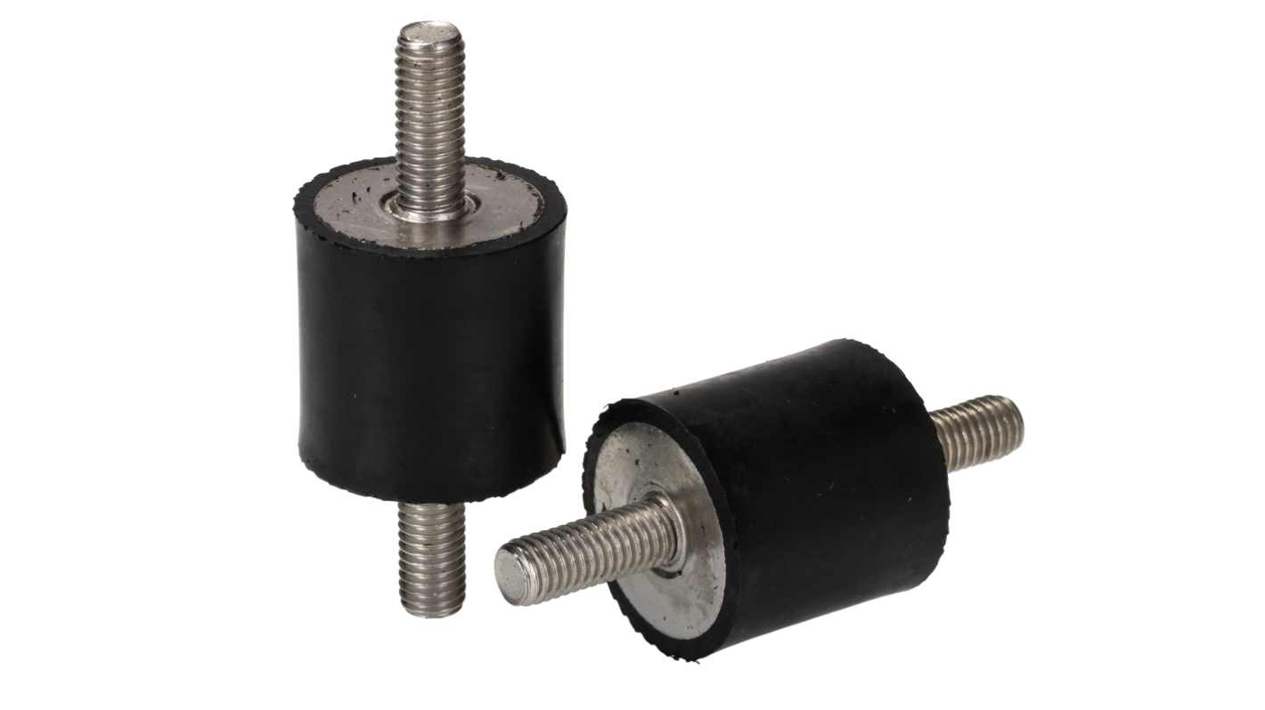 RS PRO Cylindrical M8 Anti Vibration Mount, Male to Male Bobbin with 42.32kg Compression Load
