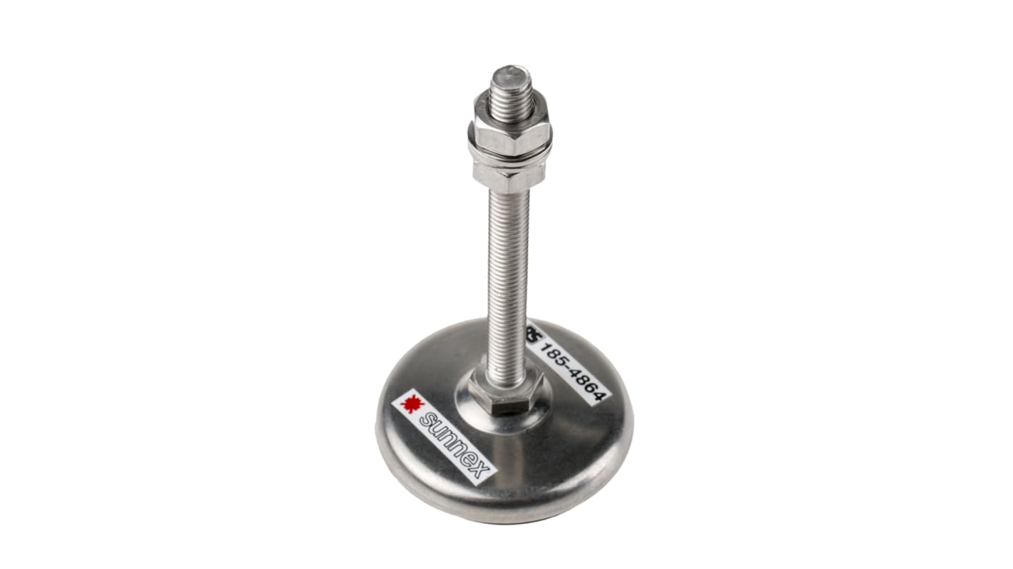 RS PRO M10 68mm Dia. Rubber Adjustable Foot, 150kg Static Load Capacity 3.5° Tilt Angle
