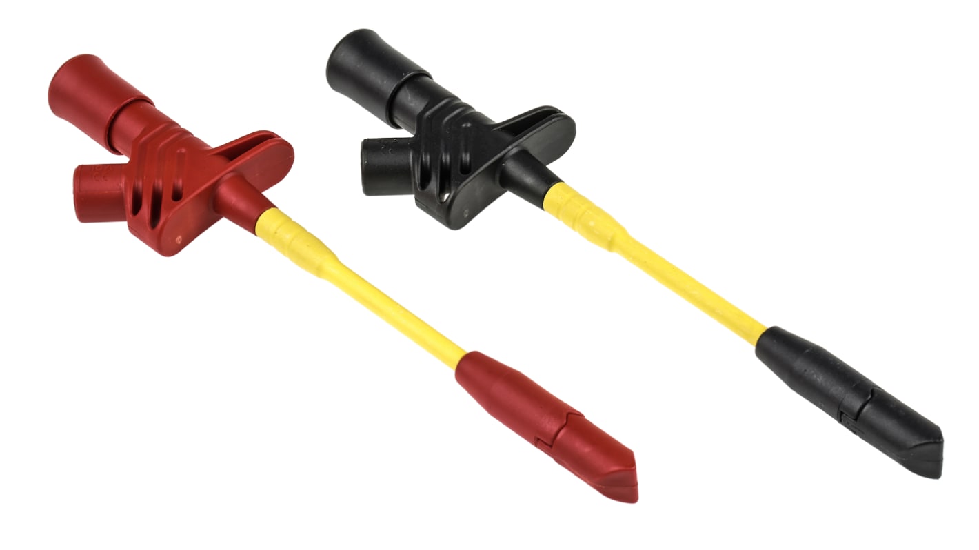 Sonda a clip Hirschmann, 10A, presa da 4mm, L. 162mm, col. Nero/rosso