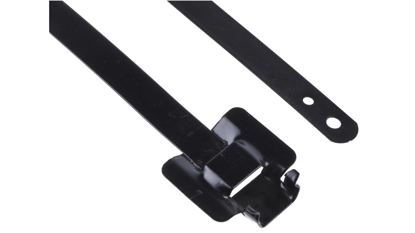 RS PRO Cable Tie, Desserrable, 330mm x 10 mm, Black 316 Stainless Steel, Pk-100
