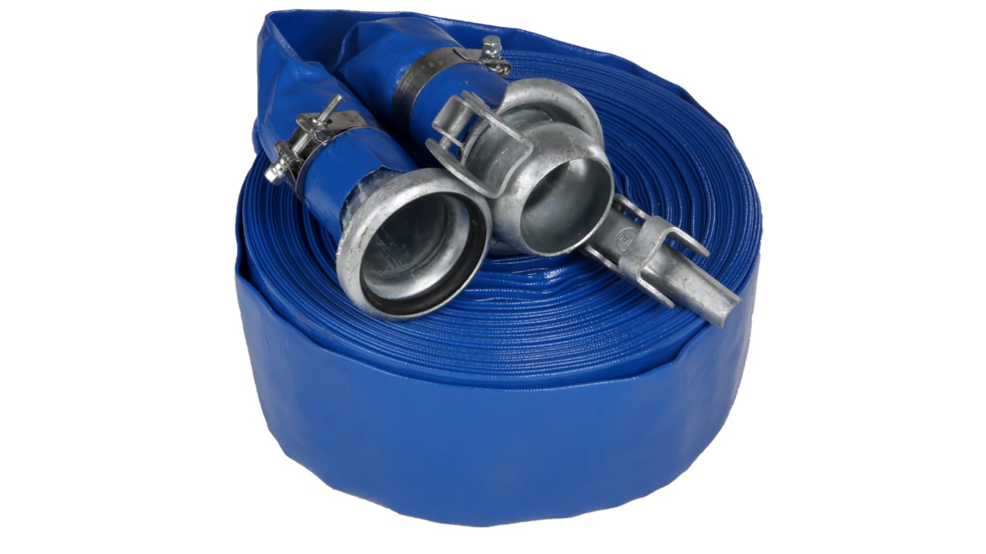 RS PRO Flat roll-up hose with couplings, 3 bar, 50m Long