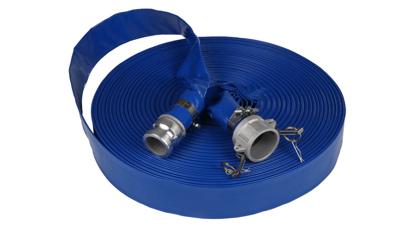 RS PRO Flat roll-up hose with couplings, 3 bar, 50m Long