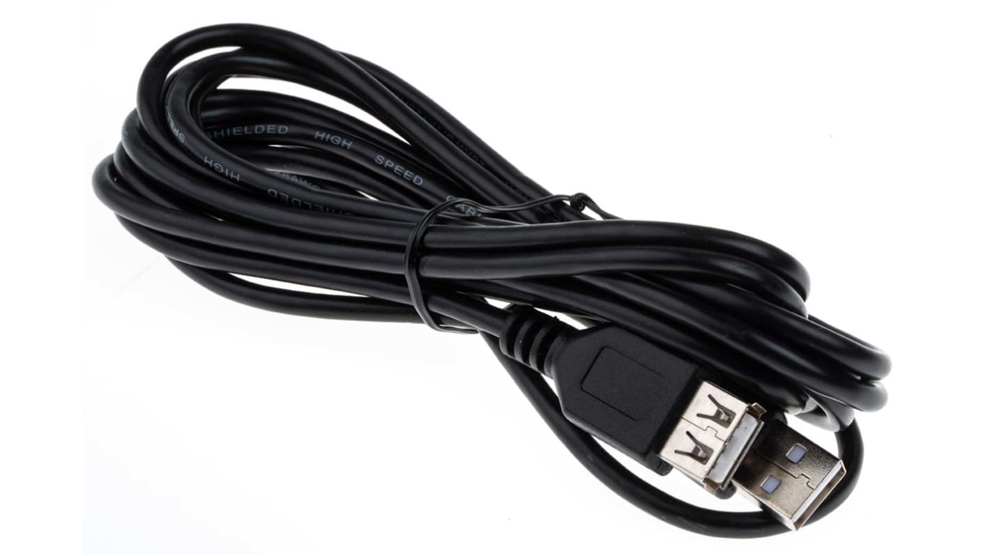 RS PRO USB 2.0, Male USB A to Female USB A, 3m