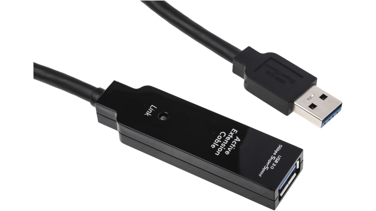 Kabel USB Złącze A USB A Złącze B USB A dł. 5m Przewód przedłużający USB USB 3.0 kolor: Czarny