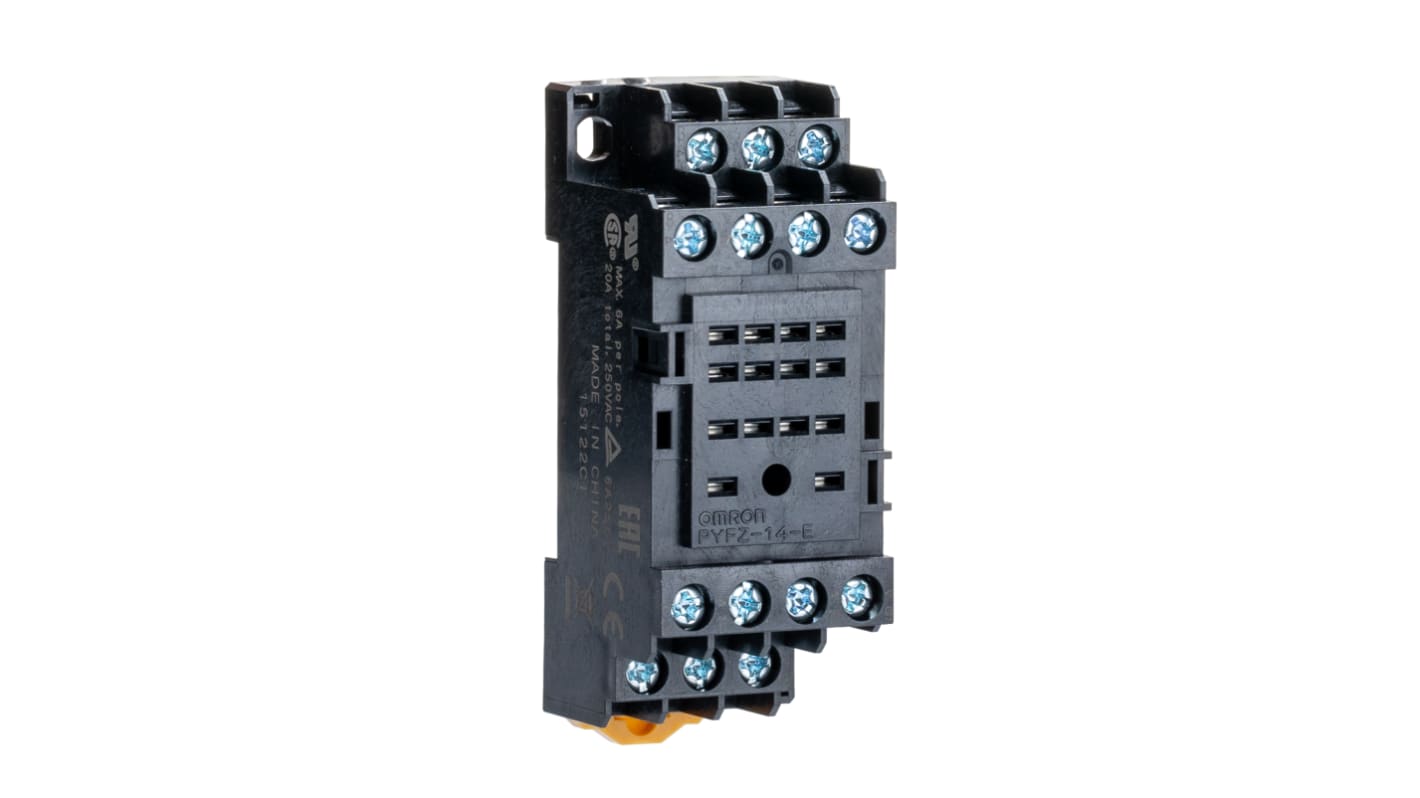 Omron 14 Pin 2250V ac DIN Rail Relay Socket, for use with Miniature Power Relays