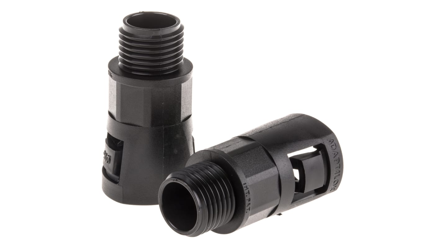 Adaptaflex 直向 电缆管接头, M16螺纹, 尼龙 66制, 16mm标称尺寸, 黑色表面, IP66, 黑色, AL系列