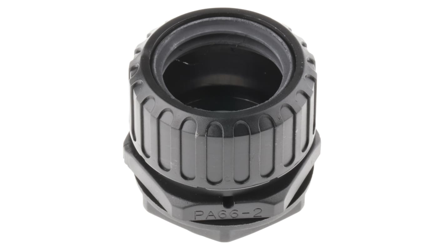 Adaptaflex Straight, Conduit Fitting, 32mm Nominal Size, M32, Nylon 66, Black IP67 rating