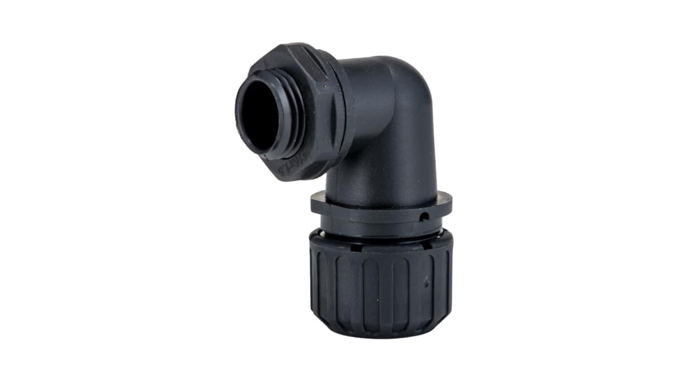 Adaptaflex 90° Elbow, Conduit Fitting, 16mm Nominal Size, M16, Nylon 66, Black IP67 rating