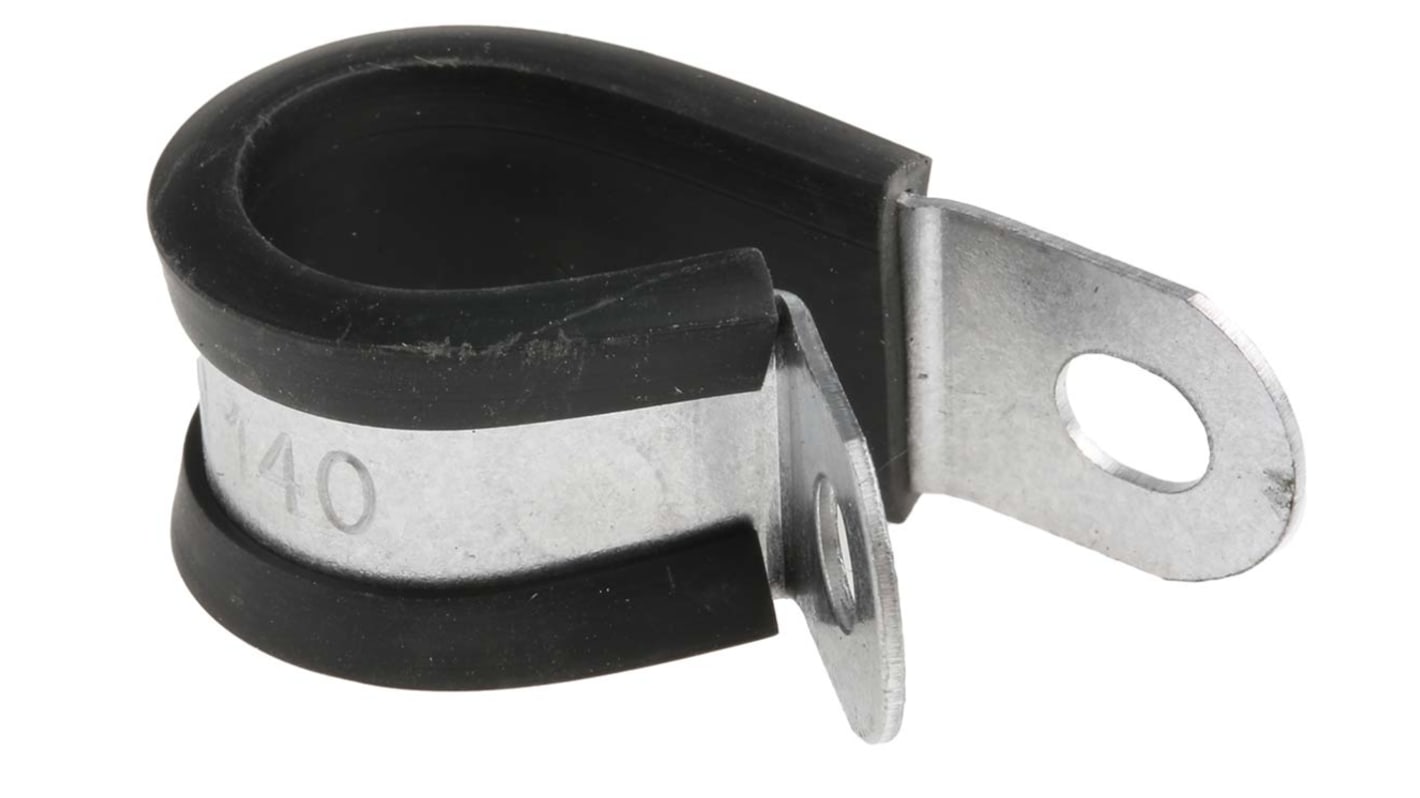 RS PRO Black Plated Steel P Clamp, 14mm Max. Bundle