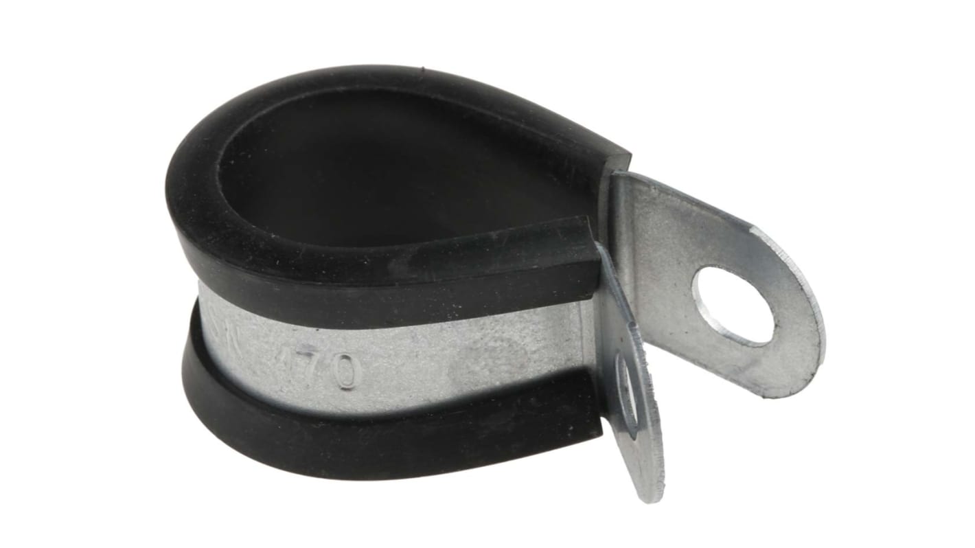 RS PRO Black Plated Steel P Clamp, 16mm Max. Bundle