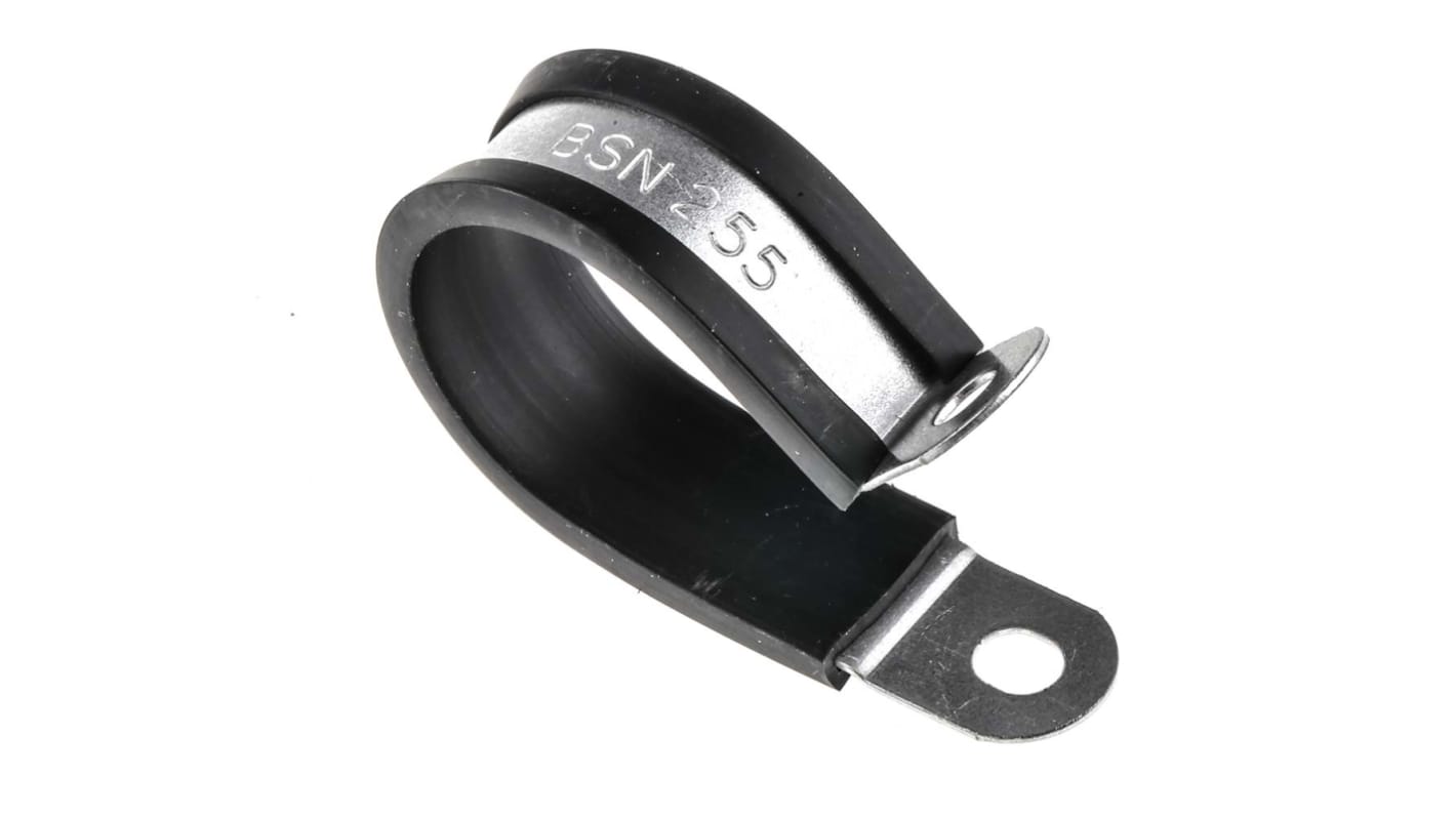 RS PRO Black Plated Steel P Clamp, 25mm Max. Bundle