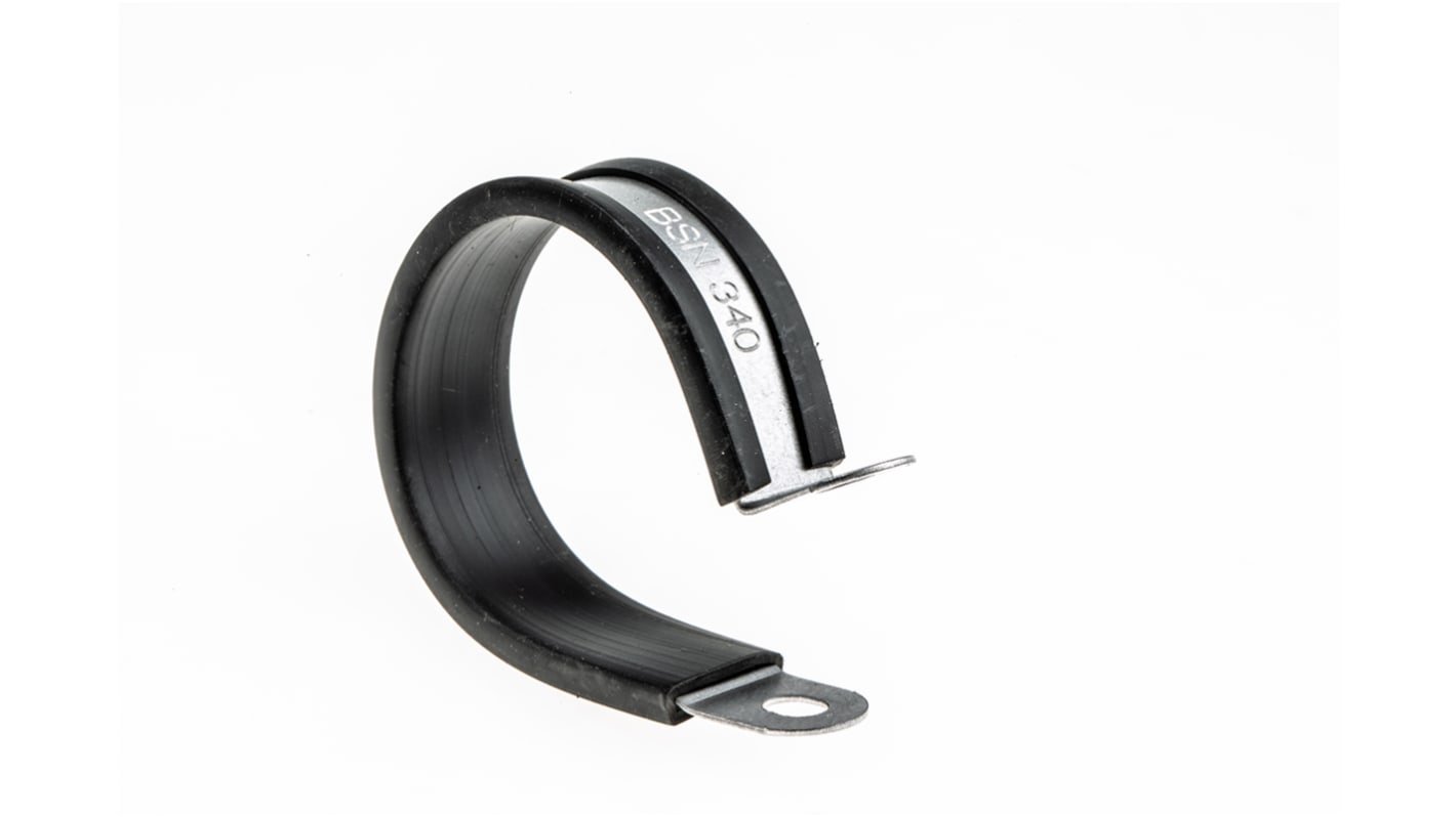 RS PRO Black Plated Steel P Clamp, 32mm Max. Bundle