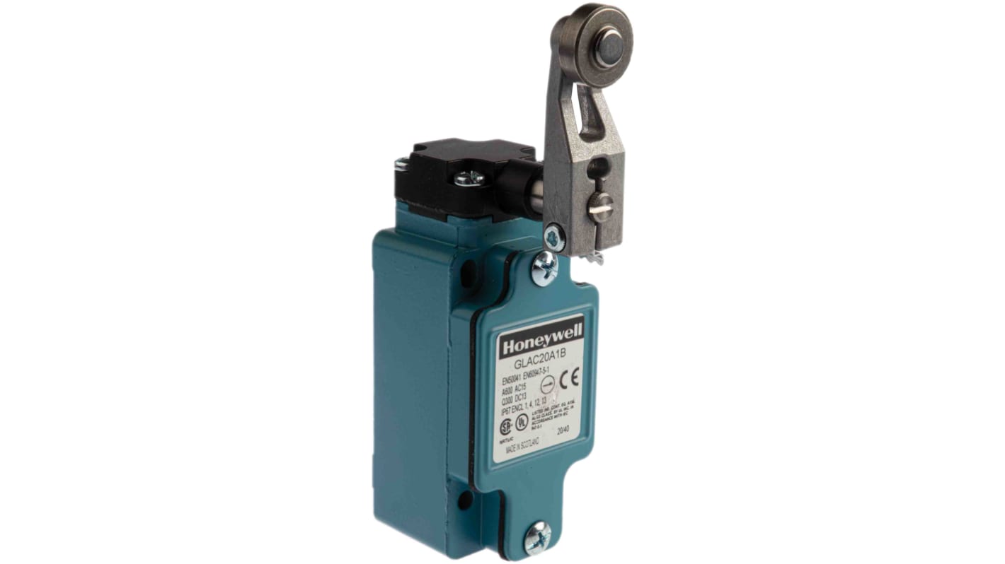Honeywell GLA Endschalter, Rollenhebel, 2-poliger Wechsler, 2 Schließer/2 Öffner, IP 67, Zinkdruckguss, 10A Anschluss