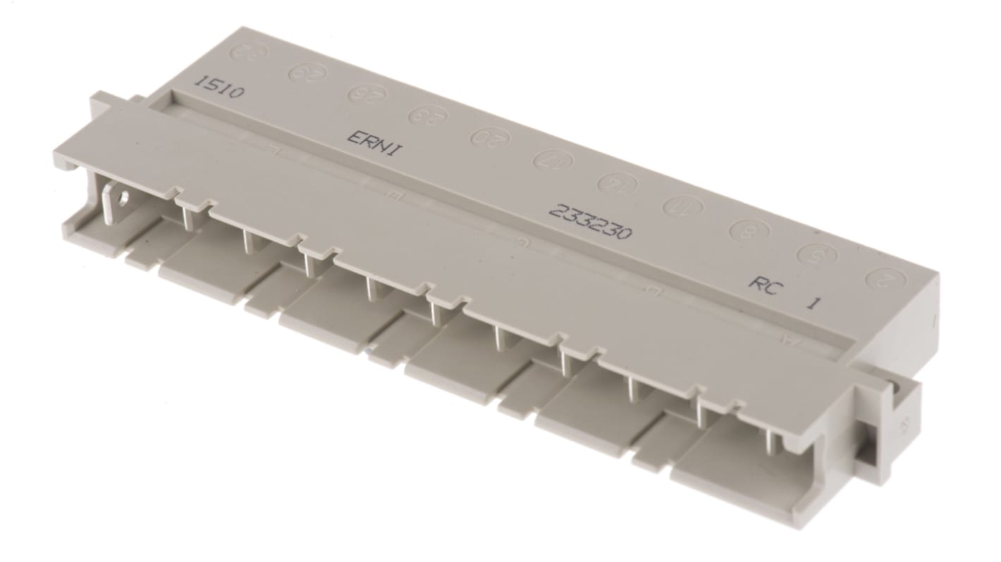 ERNI 11 Way 7.62mm Pitch, Type H11 Class C1, 1 Row, Right Angle DIN 41612 Connector, Plug