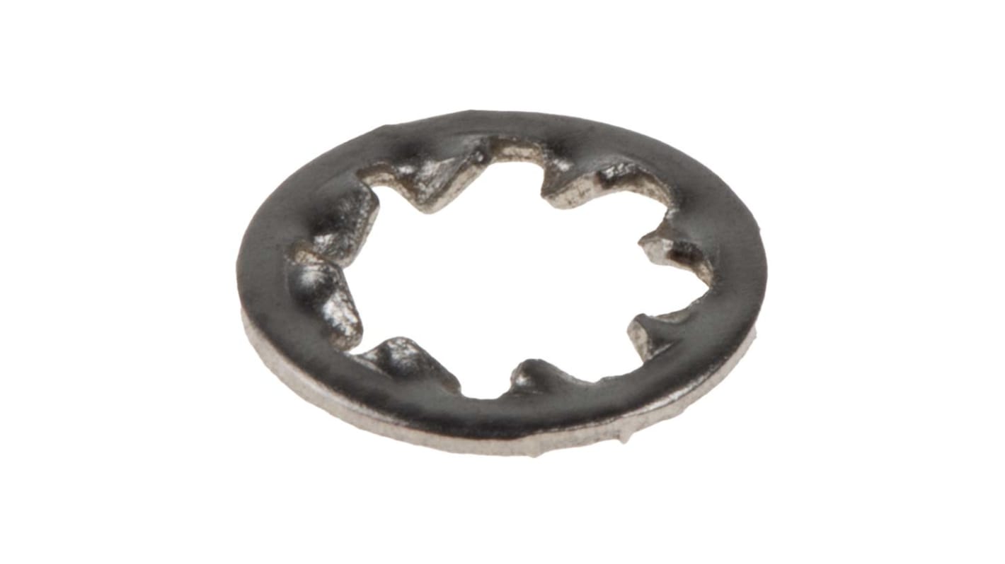 RS PRO A2 304 Stainless Steel Internal Tooth Shakeproof Washer, M4, DIN 6797J