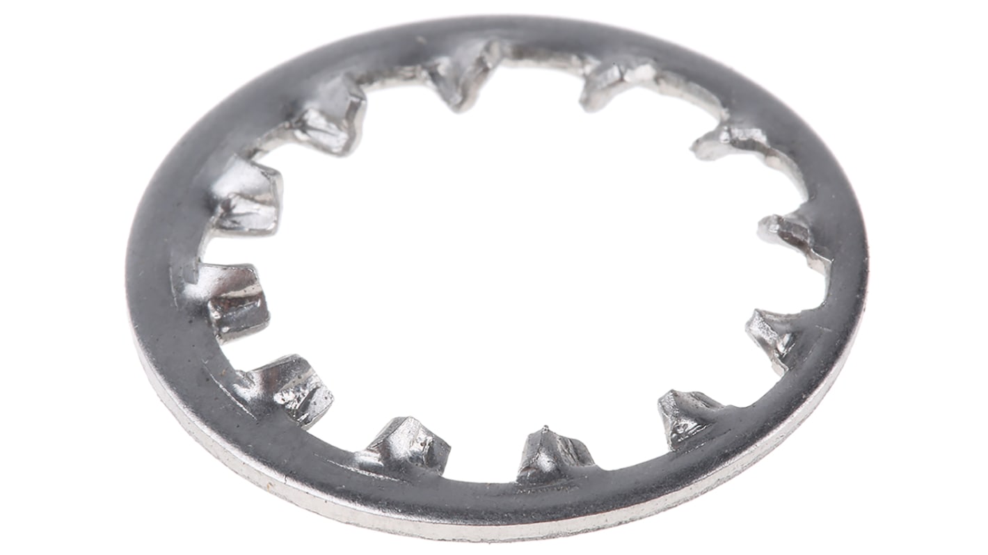 RS PRO Schwingungsfeste Unterlegscheibe für M16 Schrauben A2 304 Innengezahnt, 1.20mm x 17.0mm x 26.0mm, Edelstahl
