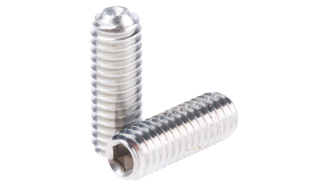 Plain Stainless Steel Hex Socket Set M4 x 12mm Grub Screw