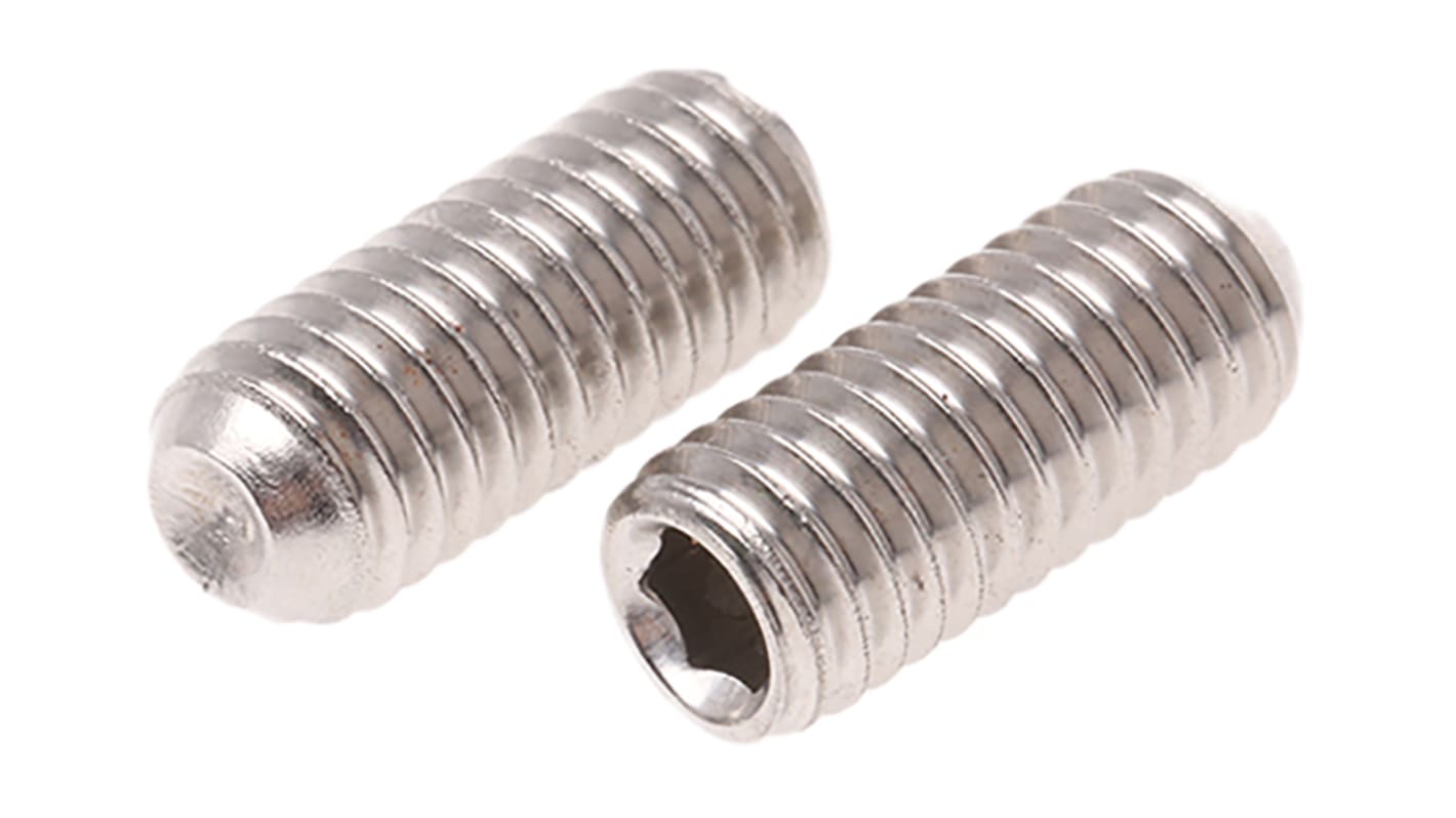 Plain Stainless Steel Hex Socket Set M5 x 12mm Grub Screw