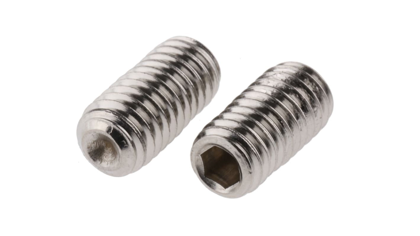 Plain Stainless Steel Hex Socket Set M6 x 12mm Grub Screw