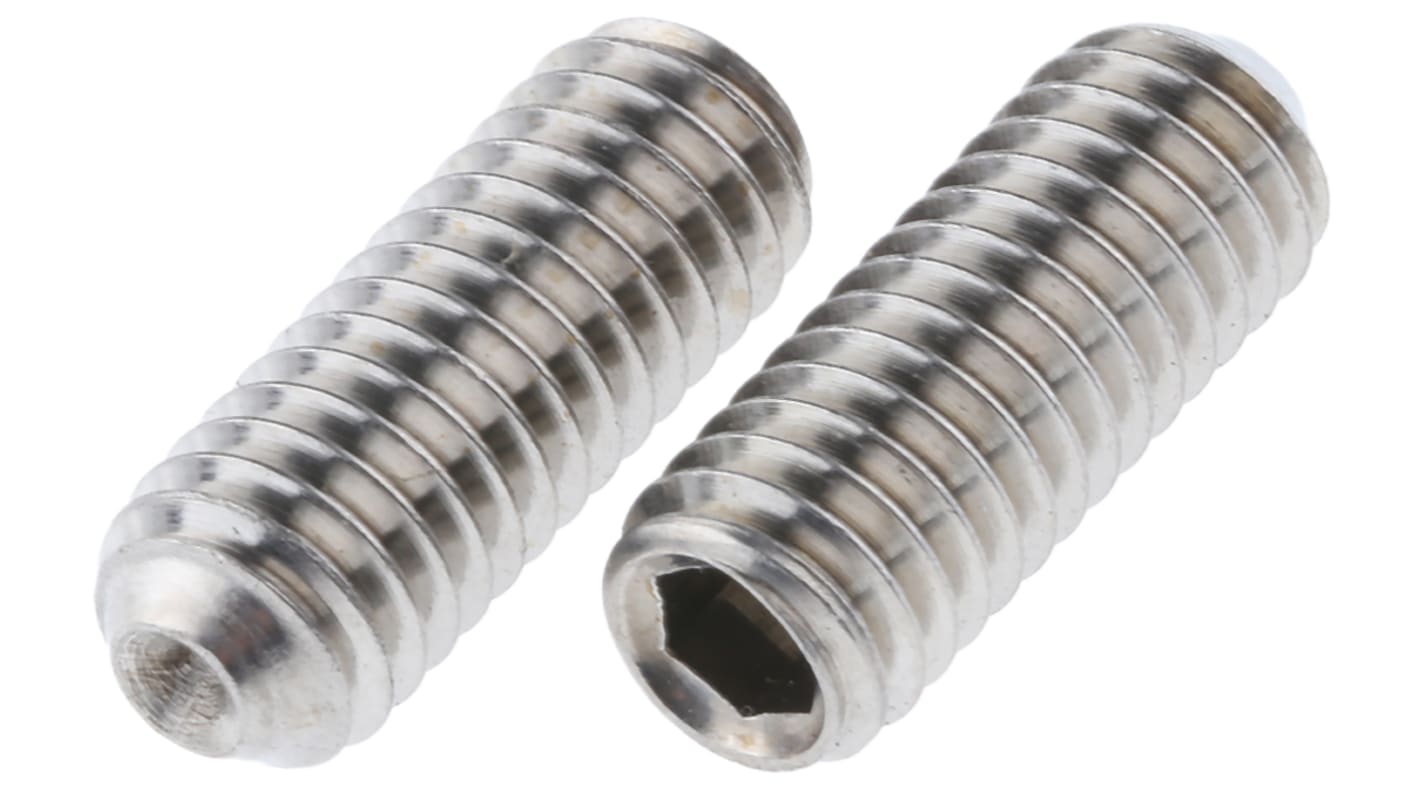 Plain Stainless Steel Hex Socket Set M6 x 16mm Grub Screw