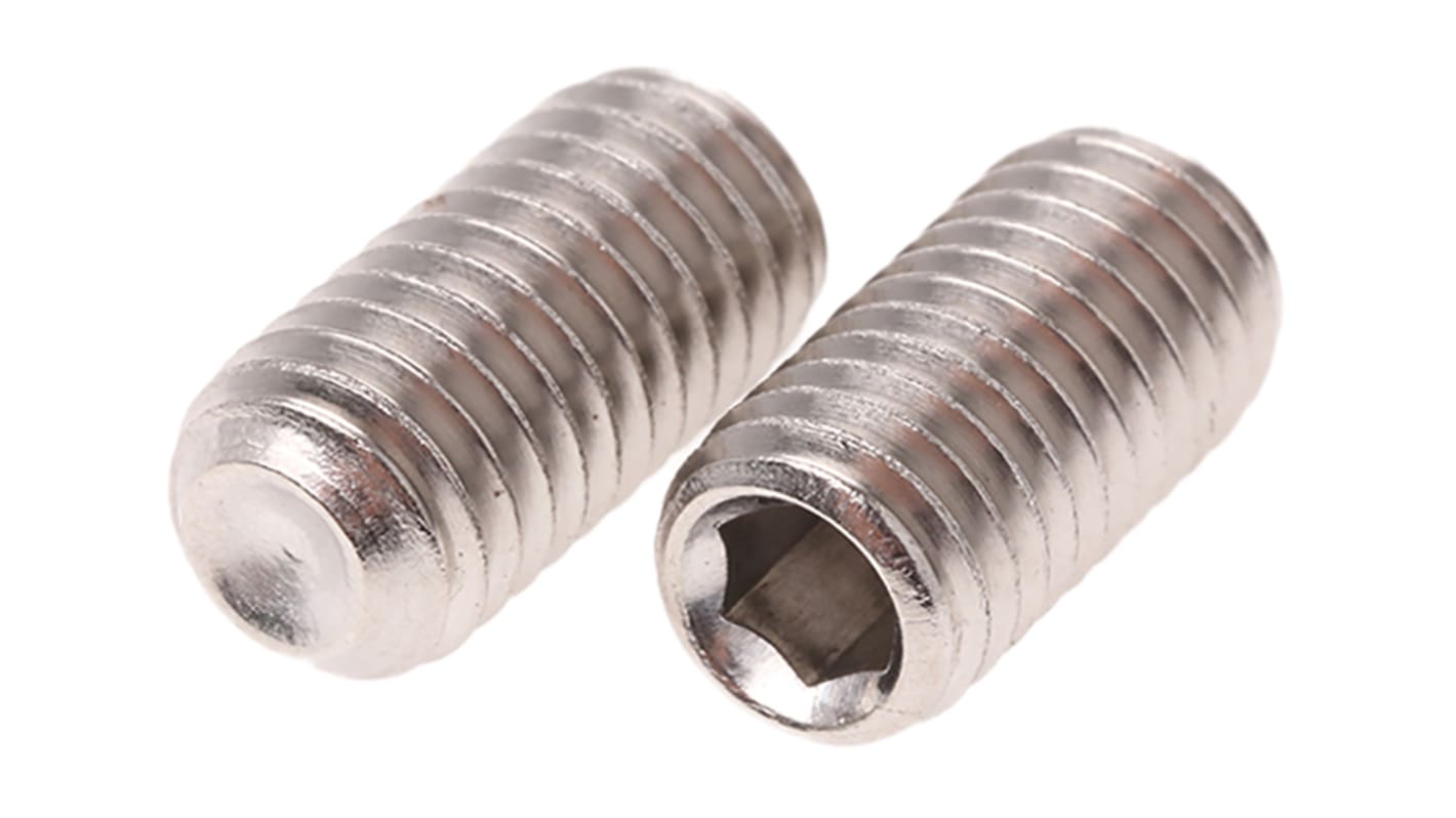 Plain Stainless Steel Hex Socket Set M8 x 16mm Grub Screw