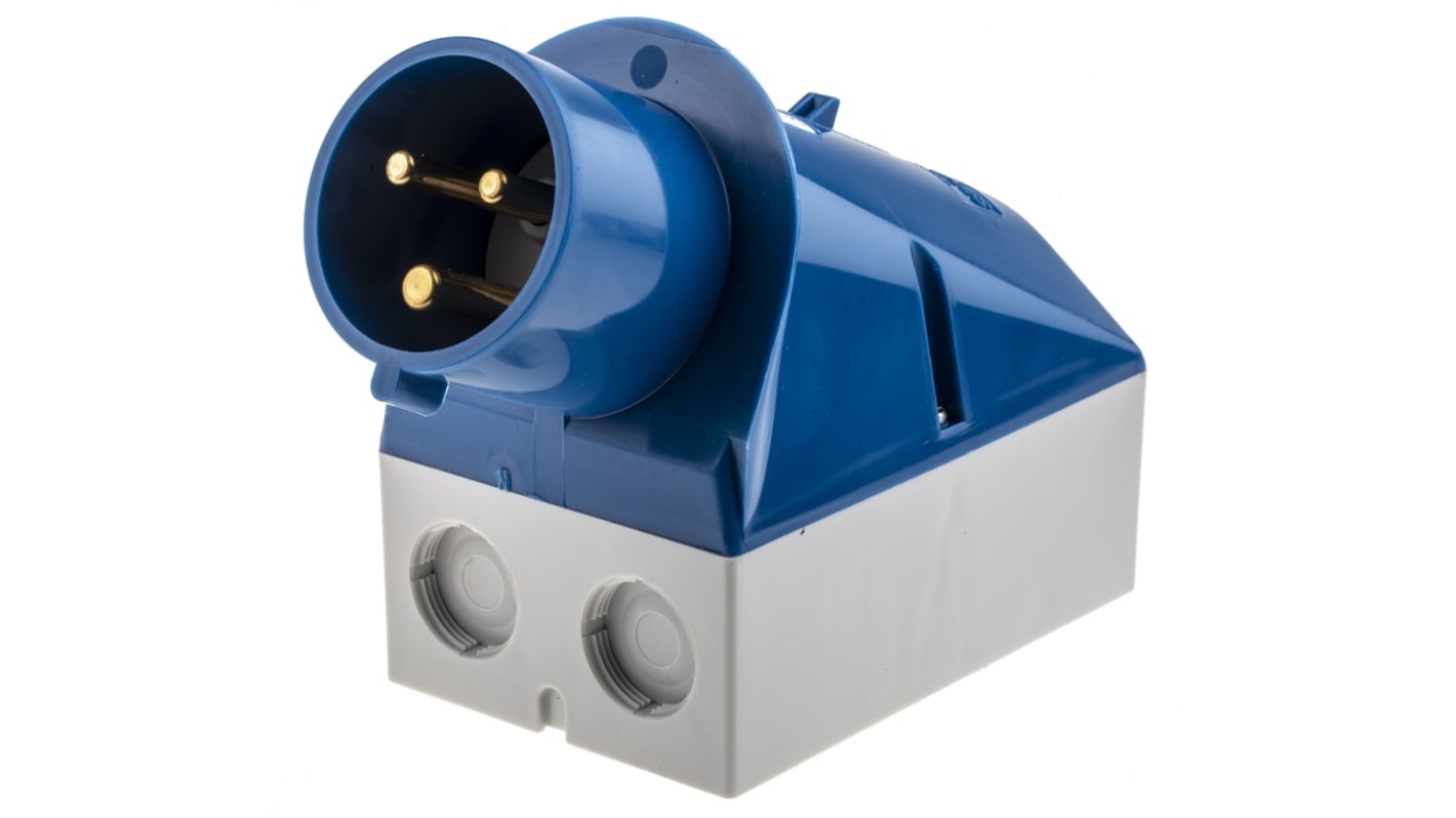 MENNEKES IP44 Blue Wall Mount 3P 25 ° Industrial Power Plug, Rated At 32A, 230 V