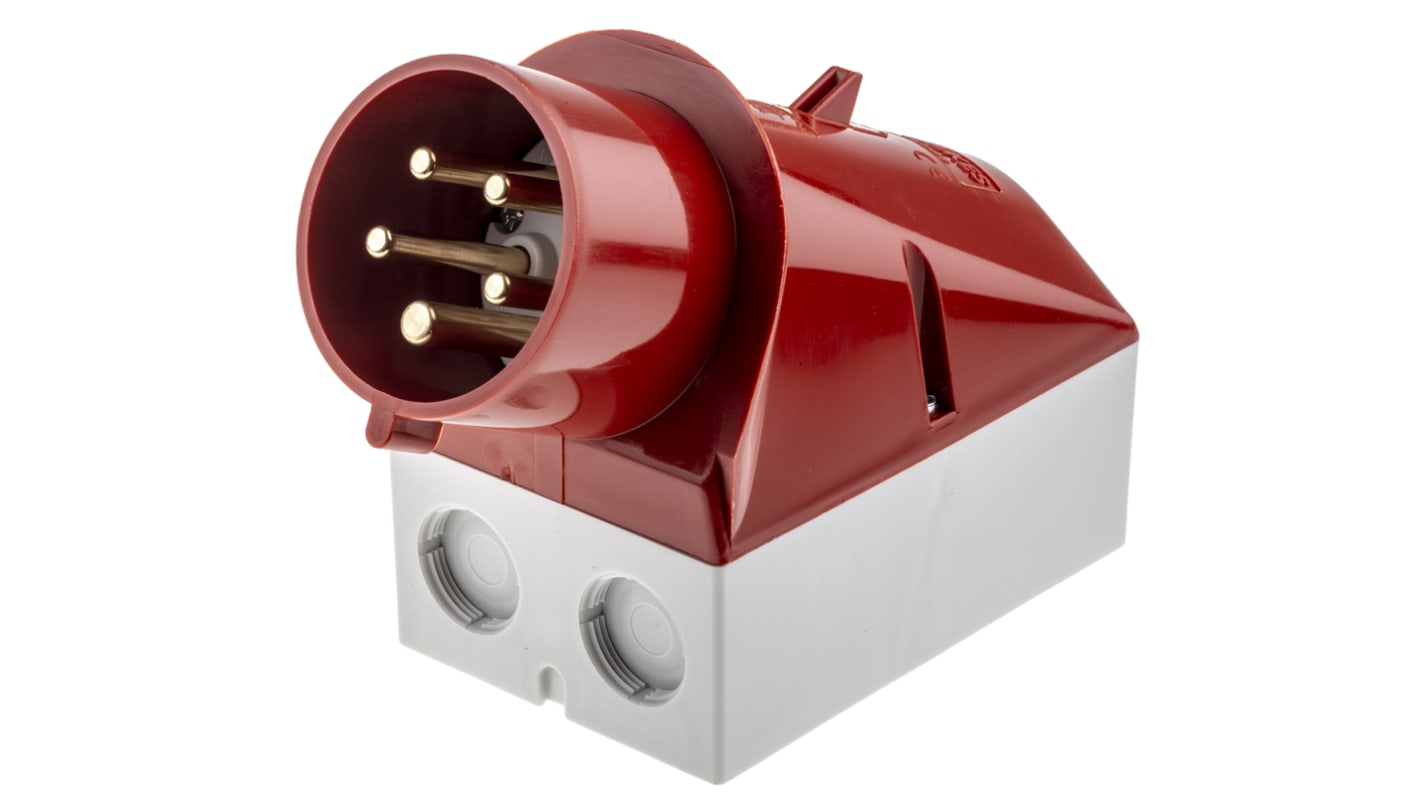 MENNEKES IP44 Red Wall Mount 3P + N + E 25 ° Industrial Power Plug, Rated At 32A, 400 V