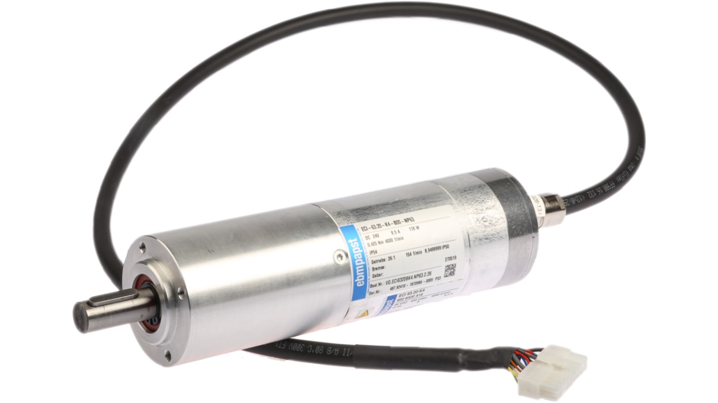 ebm-papst Brushless Geared DC Geared Motor, 290 W, 48 V dc, 21 Nm, 120 rpm, 15mm Shaft Diameter