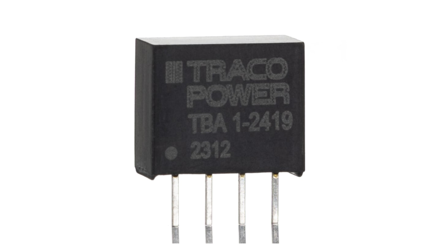 TRACOPOWER TBA 1 DC-DC Converter, 9V dc/ 110mA Output, 21.6 → 26.4 V dc Input, 1W, Through Hole, +95°C Max Temp