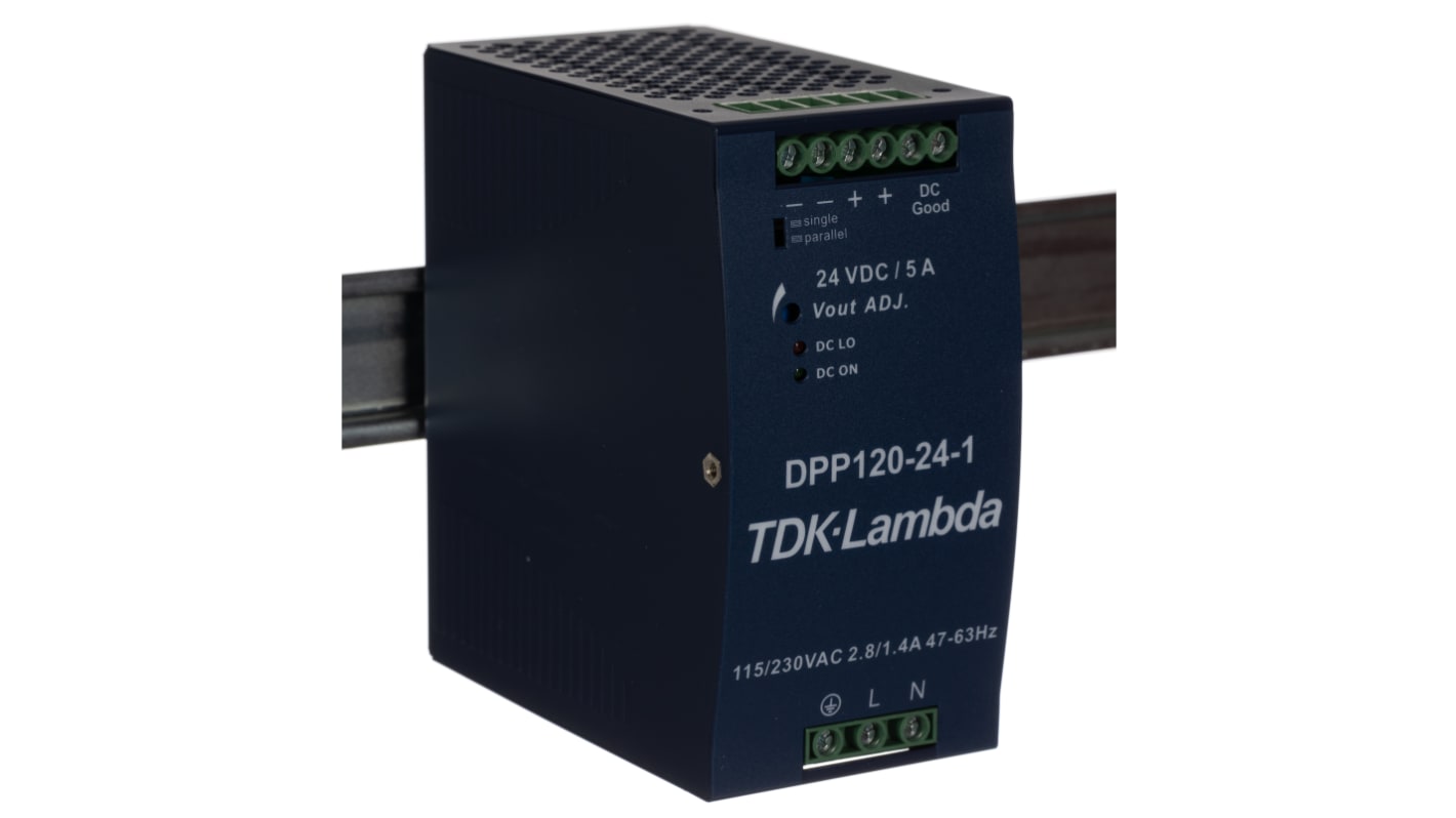 TDK-Lambda DPP120 Switched Mode DIN Rail Power Supply, 93 → 132 V ac, 180 → 264 V ac / 210 → 370V