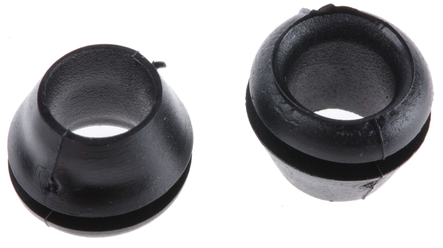 HellermannTyton Black PVC 8mm Cable Grommet for Maximum of 6.5mm Cable Dia.